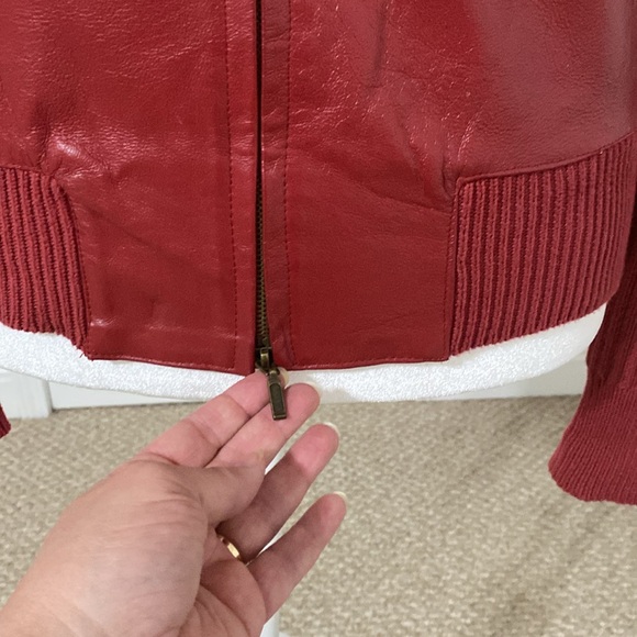 Vintage Red Leather Front, Sweater Jacket ❤️ - Picture 5 of 11